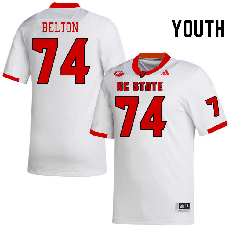 Youth #74 Anthony Belton NC State Wolfpack College Football Jerseys Stitched-White Youth #74 Anthony Belton NC State Wolfpack College Football Jerseys Stitched-White